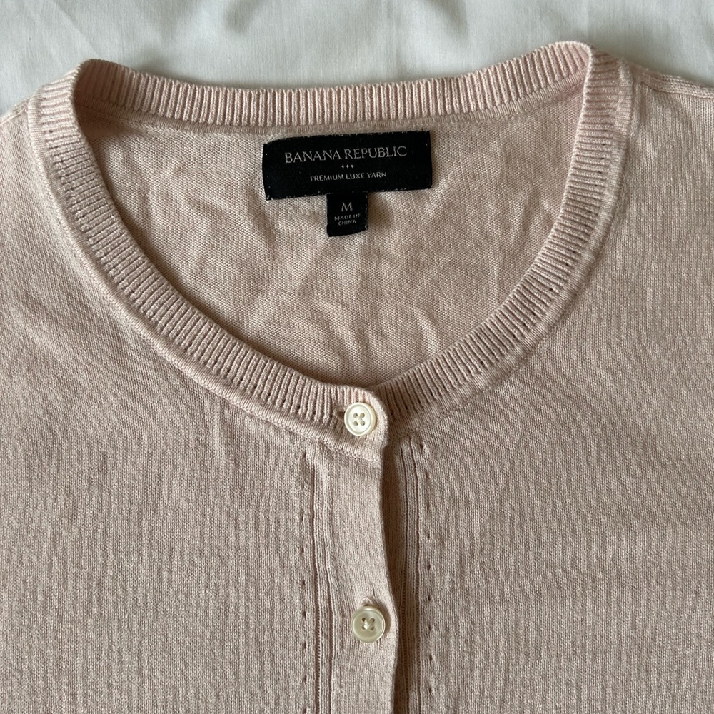 Banana Republic Blush Crewneck Button Cardigan - Picture 2 of 4